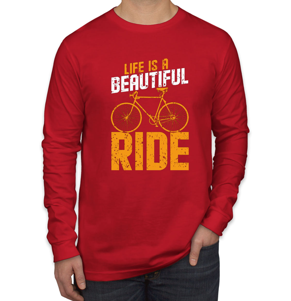 Life Is A Beautiful Ride Bicycle Men's Long Sleeve Shirt