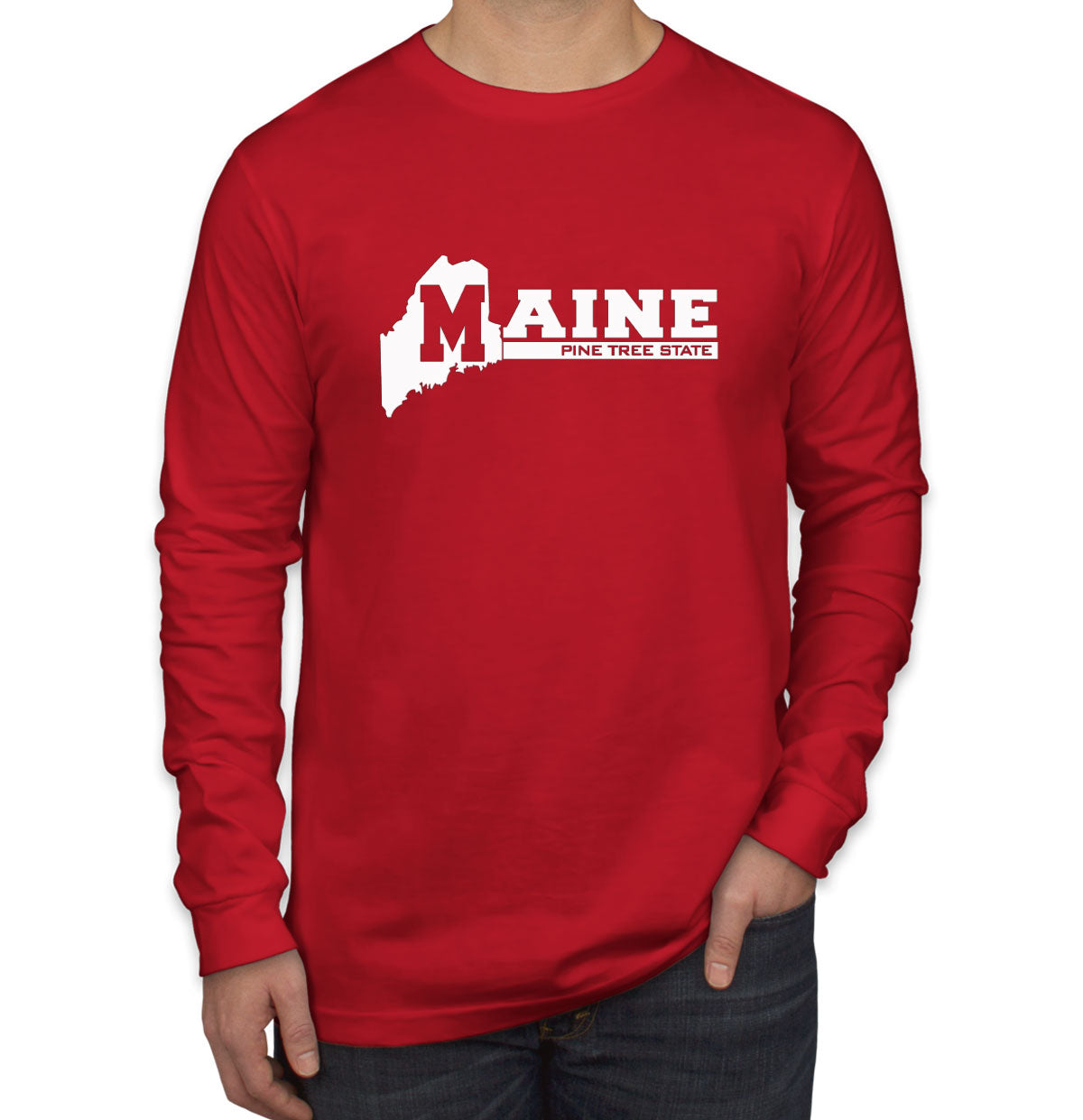 Maine Pine Tree State Men's Long Sleeve Shirt