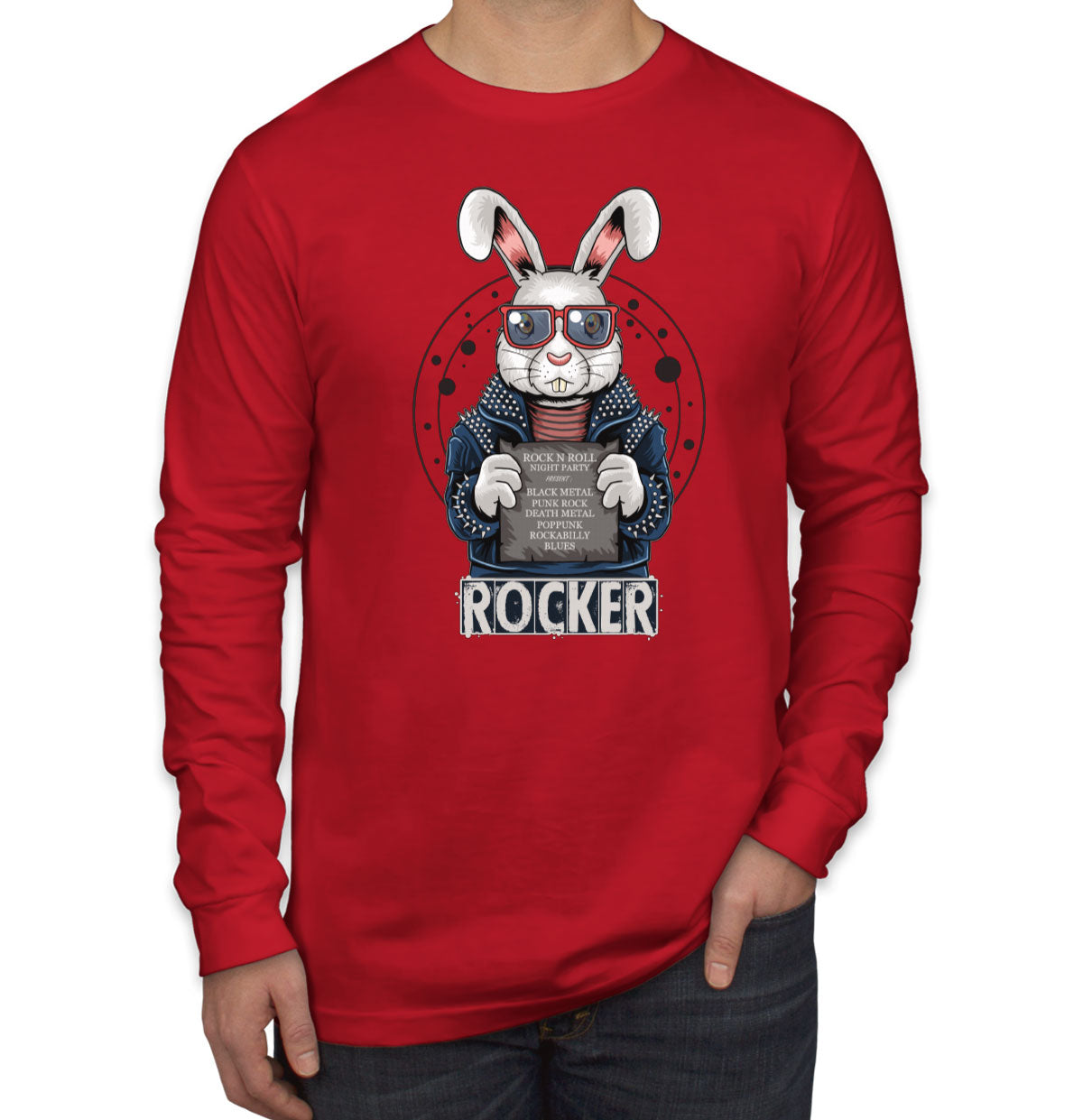 Rocker Rabbit Men's Long Sleeve Shirt