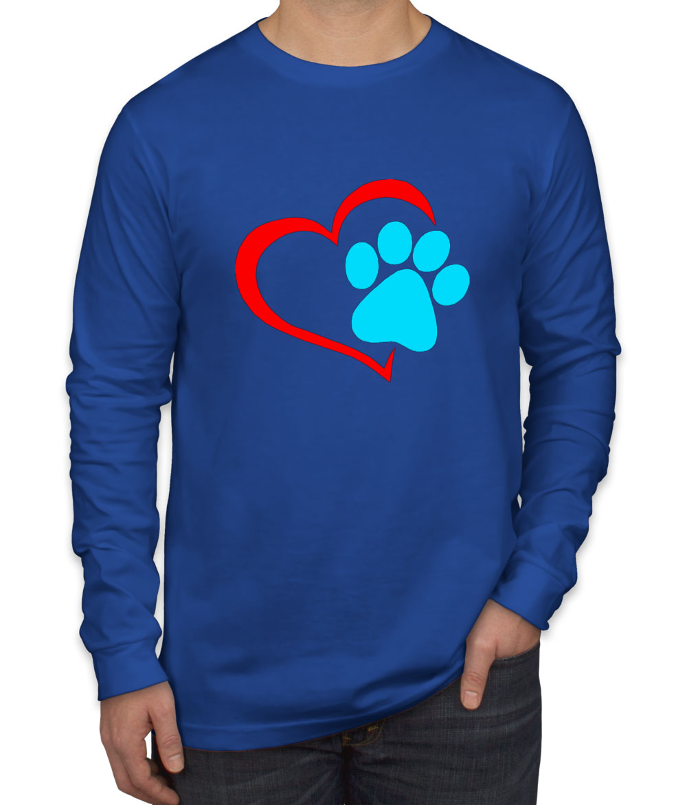 Dog Paw Print Men's Long Sleeve Shirt