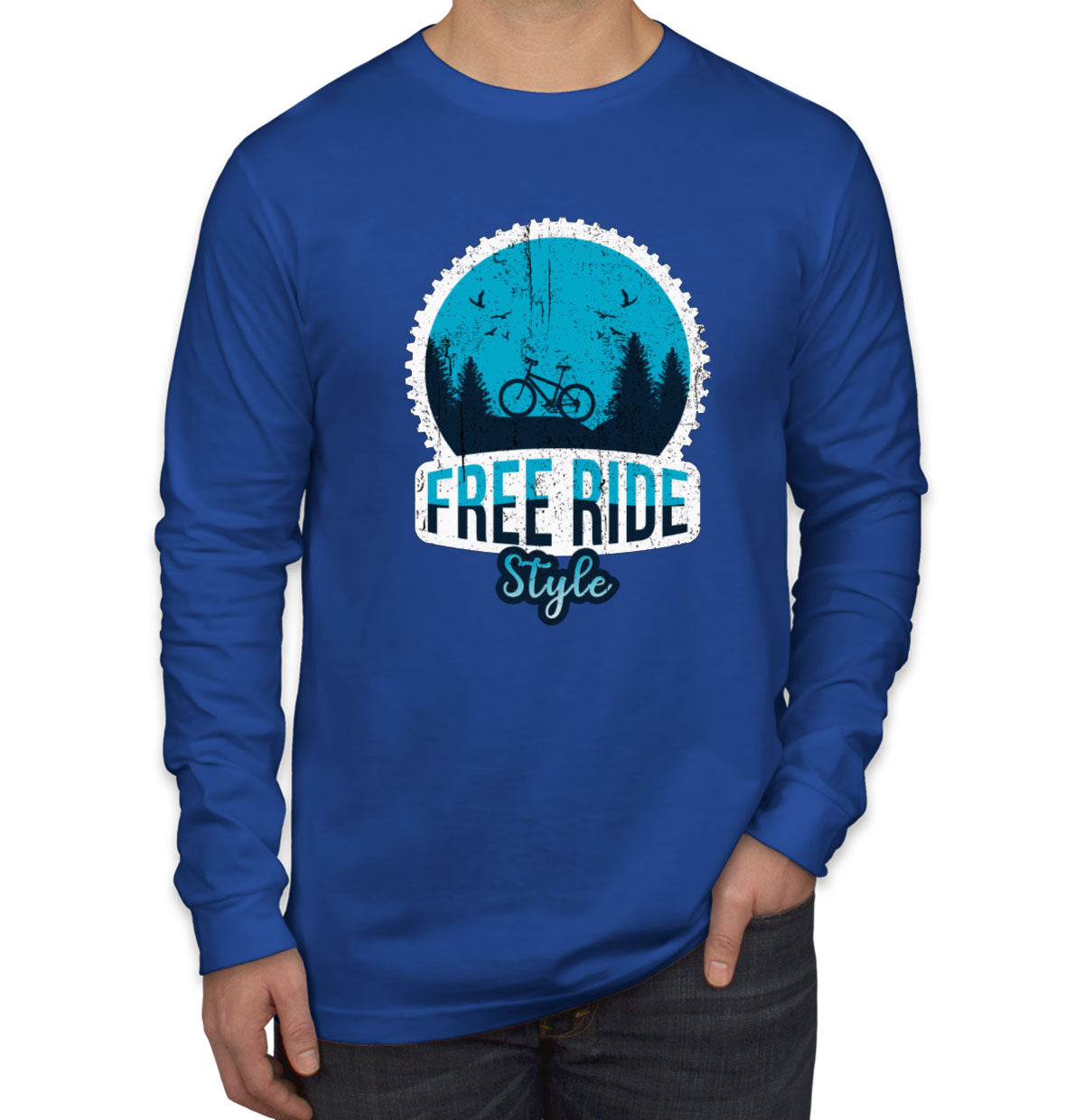 Free Ride Style Bicycle Men's Long Sleeve Shirt