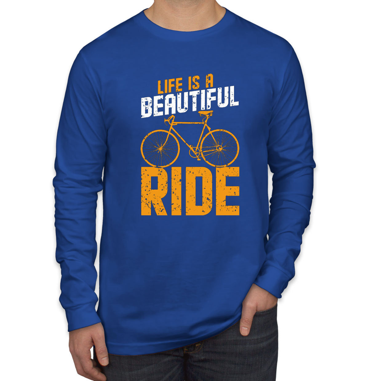 Life Is A Beautiful Ride Bicycle Men's Long Sleeve Shirt