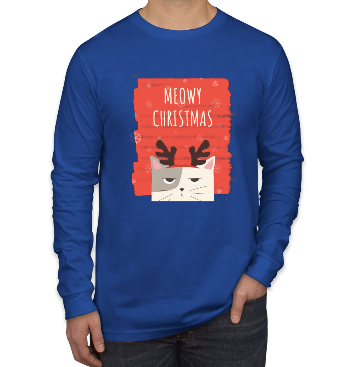 Meowy Christmas Cat Christmas Men's Long Sleeve Shirt