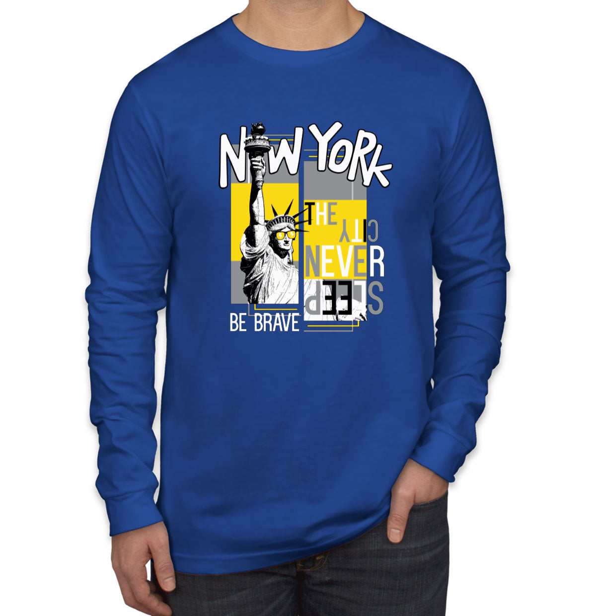 New York The City Never Sleep Men's Long Sleeve Shirt