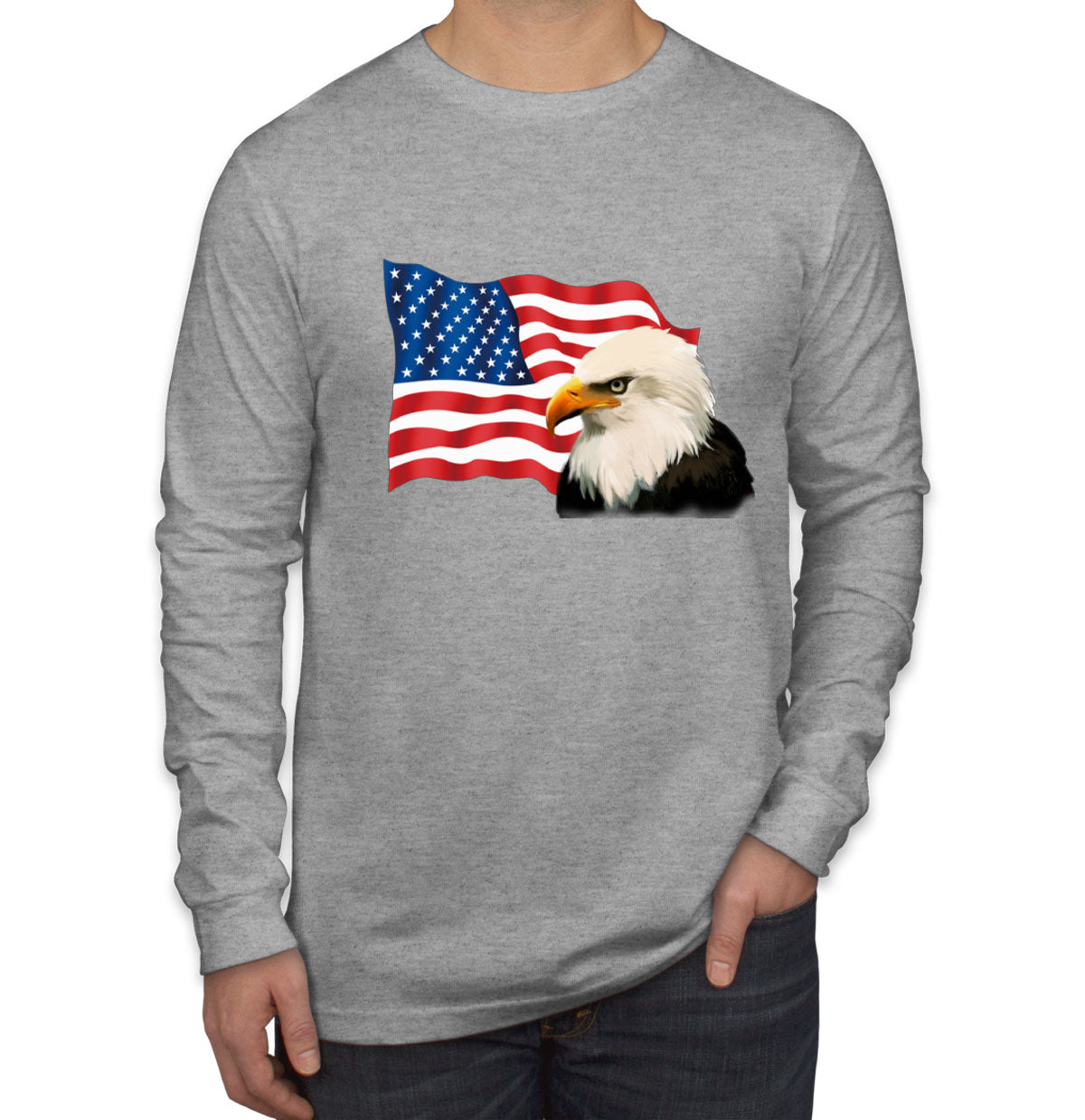 Bald Eagle American Flag Long Sleeve Shirt