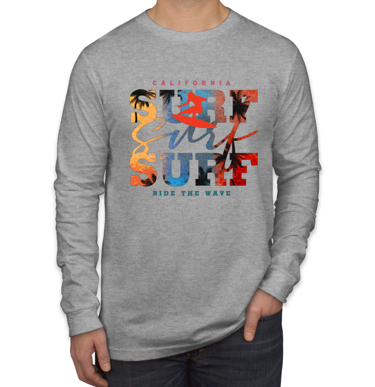 California Surf Ride The Wave Men's Long Sleeve Shirt