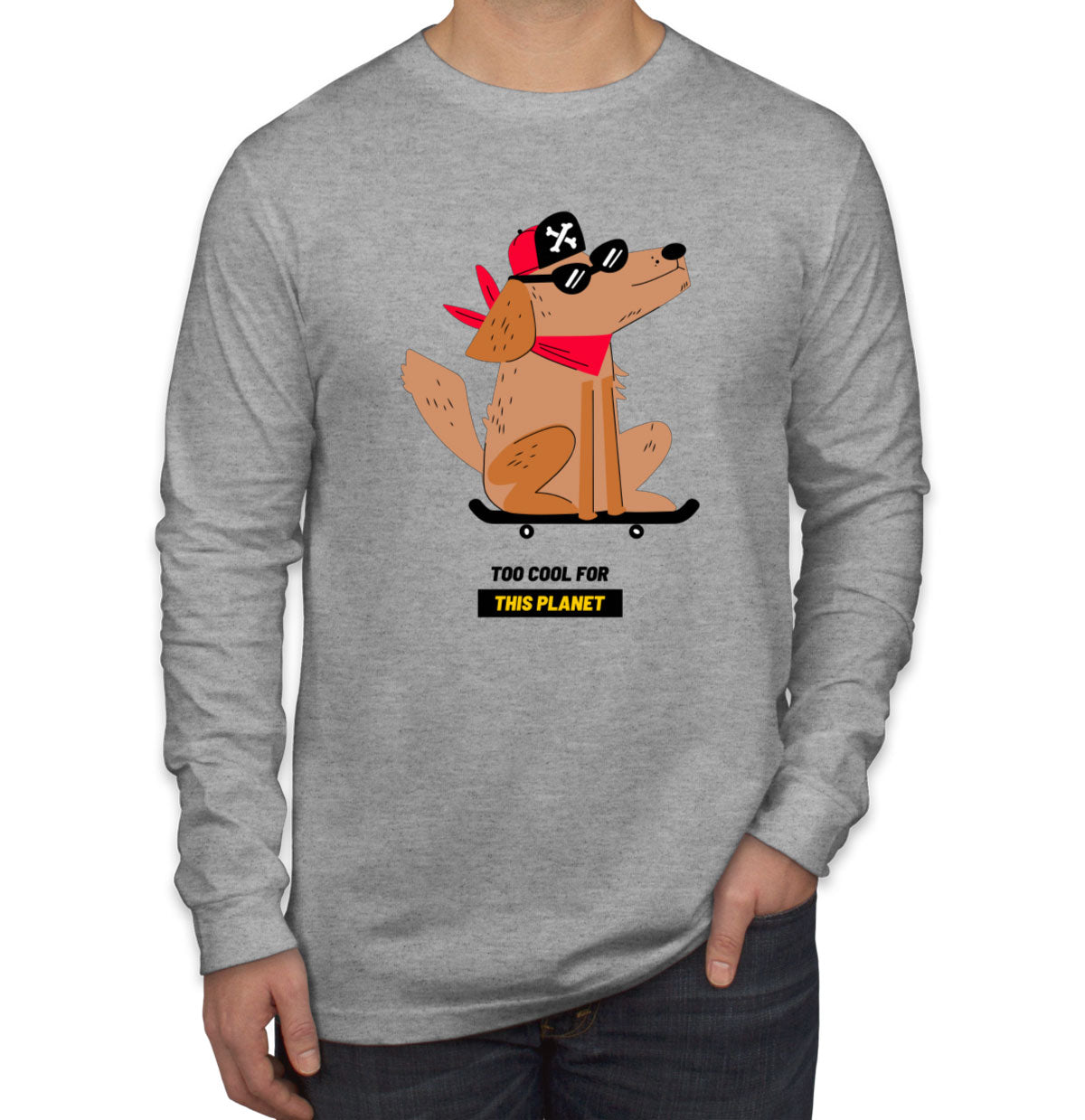 The Dog On A Skateboard Men's Long Sleeve Shirt