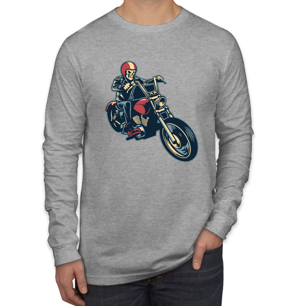 Skull Motorcycle Moto Skull Long Sleeve Shirt