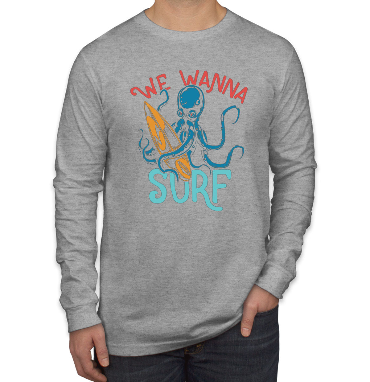 We Wanna Surf Octopus Men's Long Sleeve Shirt