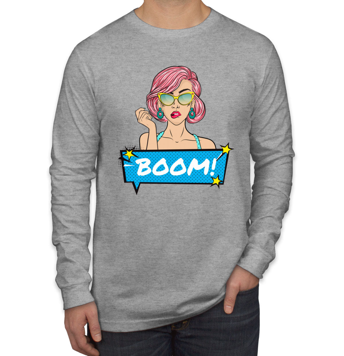 Retro Pop Art Lady Long Sleeve Shirt