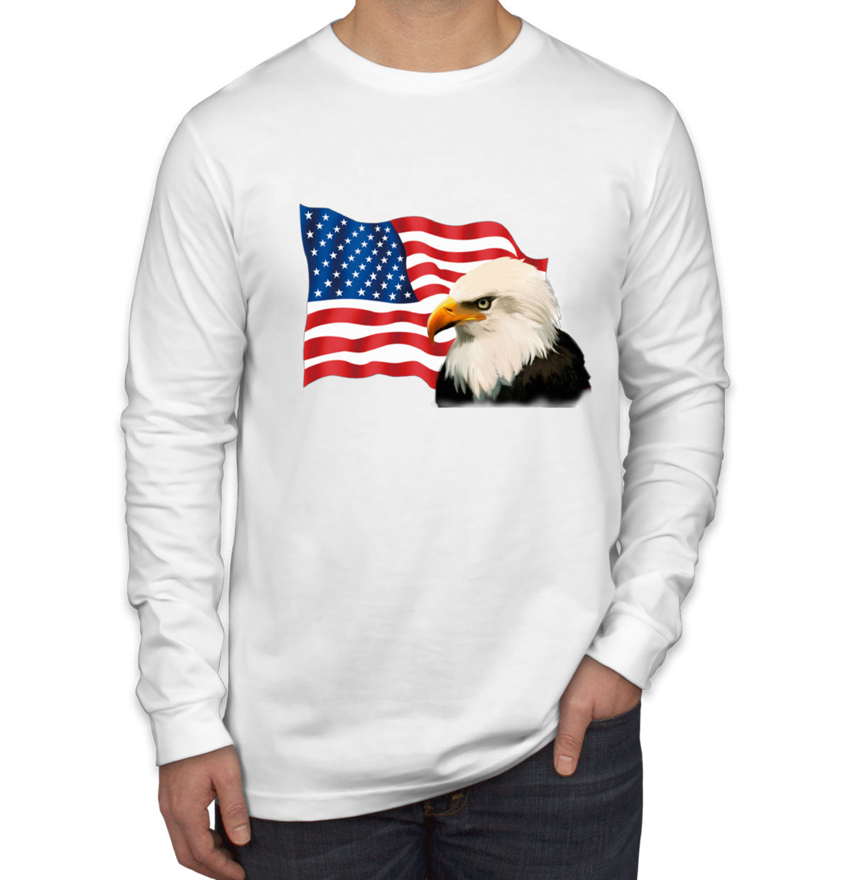 Bald Eagle American Flag Long Sleeve Shirt