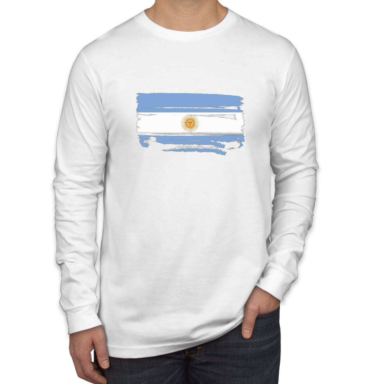 Argentina Flag Men's Long Sleeve Shirt