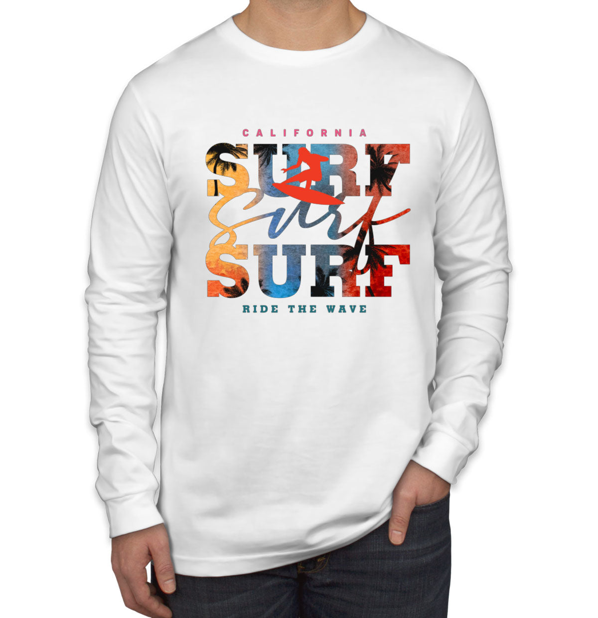 California Surf Ride The Wave Men's Long Sleeve Shirt