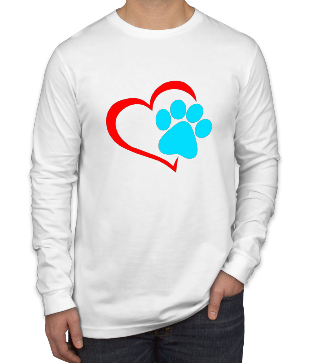 Dog Paw Print Men's Long Sleeve Shirt