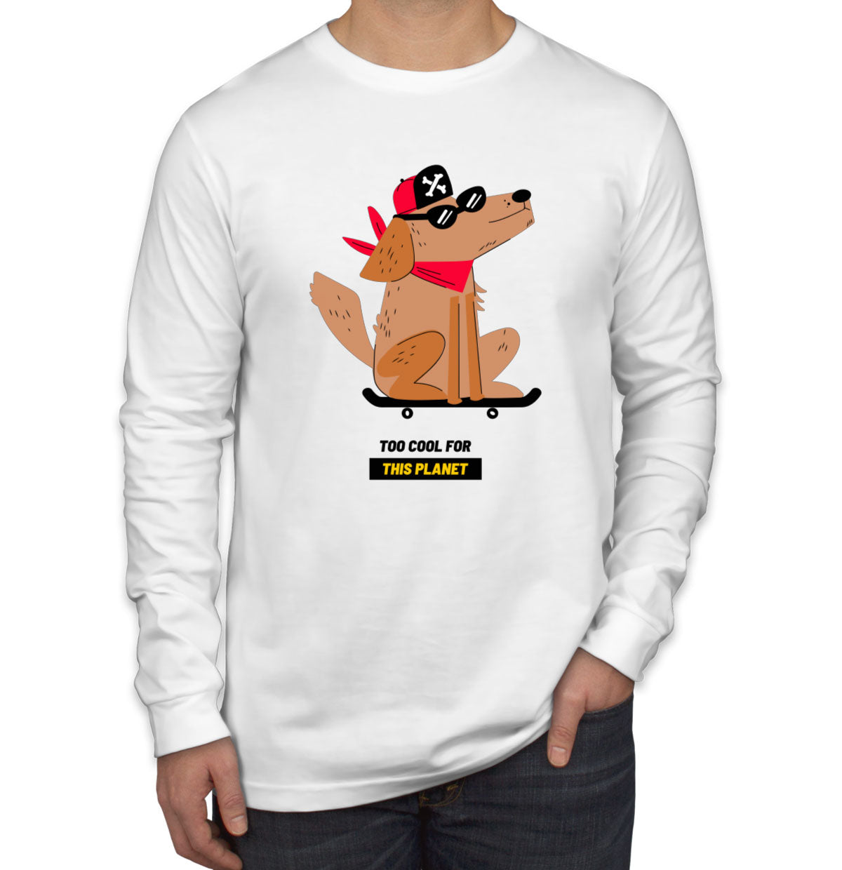 The Dog On A Skateboard Men's Long Sleeve Shirt