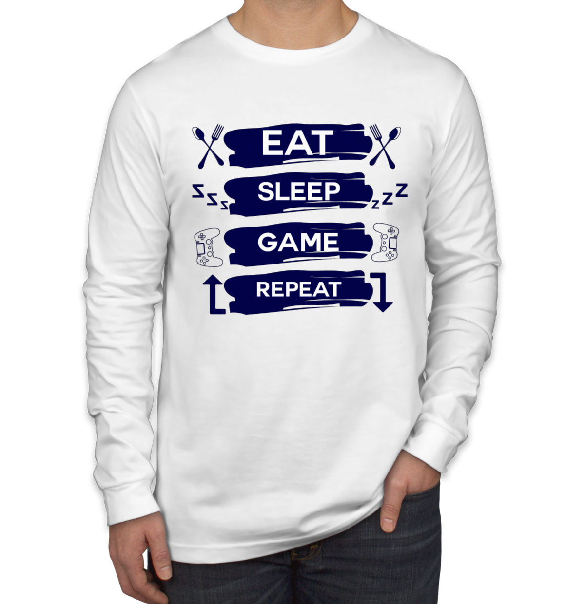 Eat Sleep Game Repeat Long Sleeve Shirt