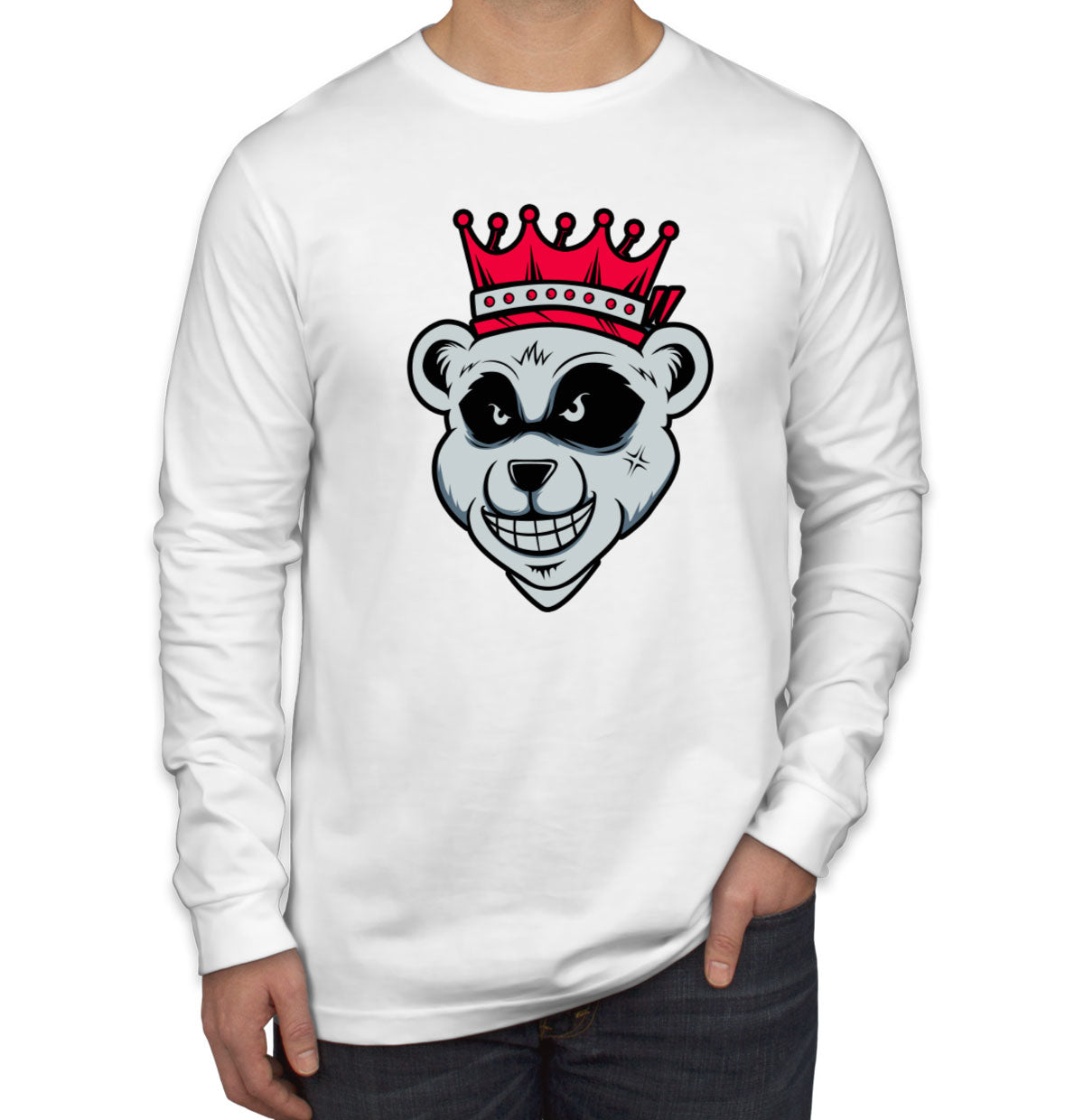 King Bear With Crown Men's Long Sleeve Shirt