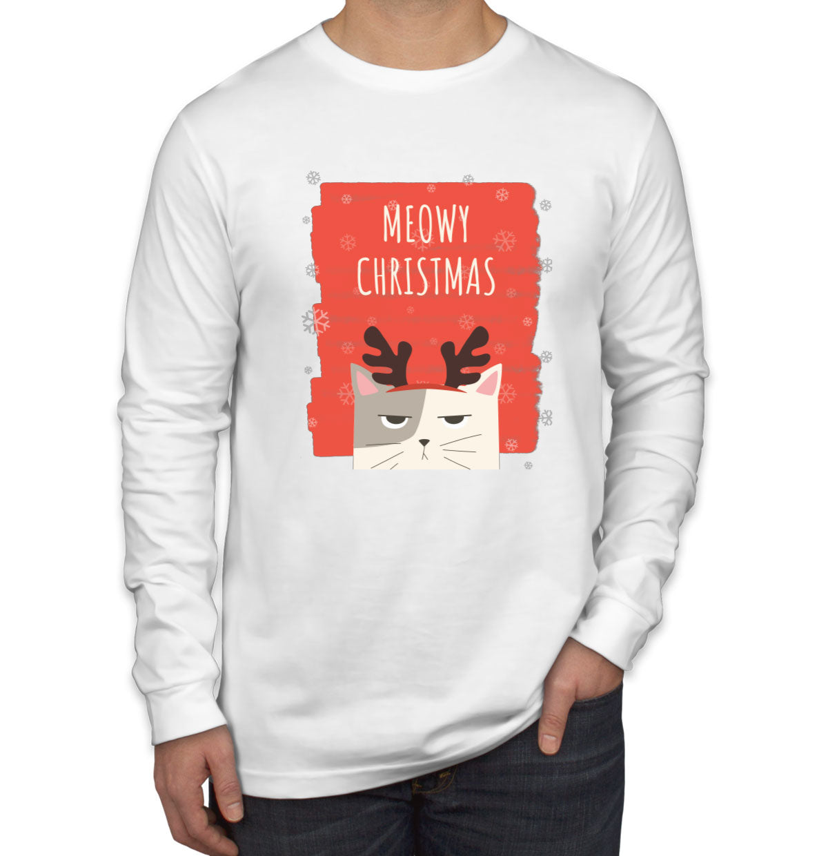 Meowy Christmas Cat Christmas Men's Long Sleeve Shirt