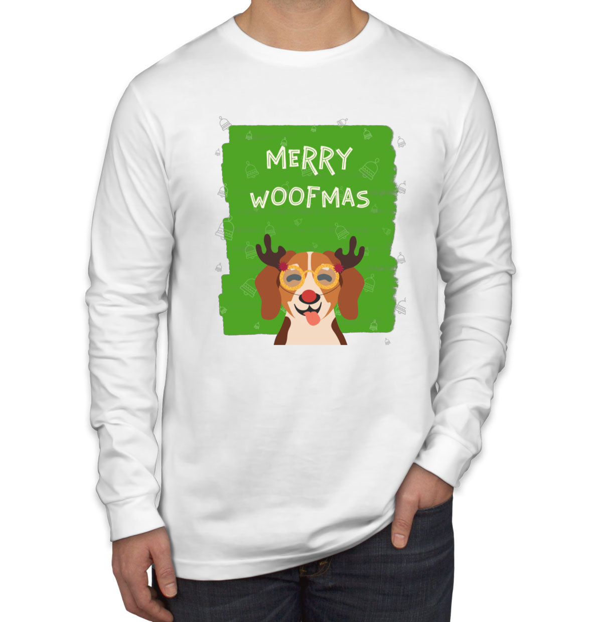 Merry Woofmas Dog Christmas Men's Long Sleeve Shirt