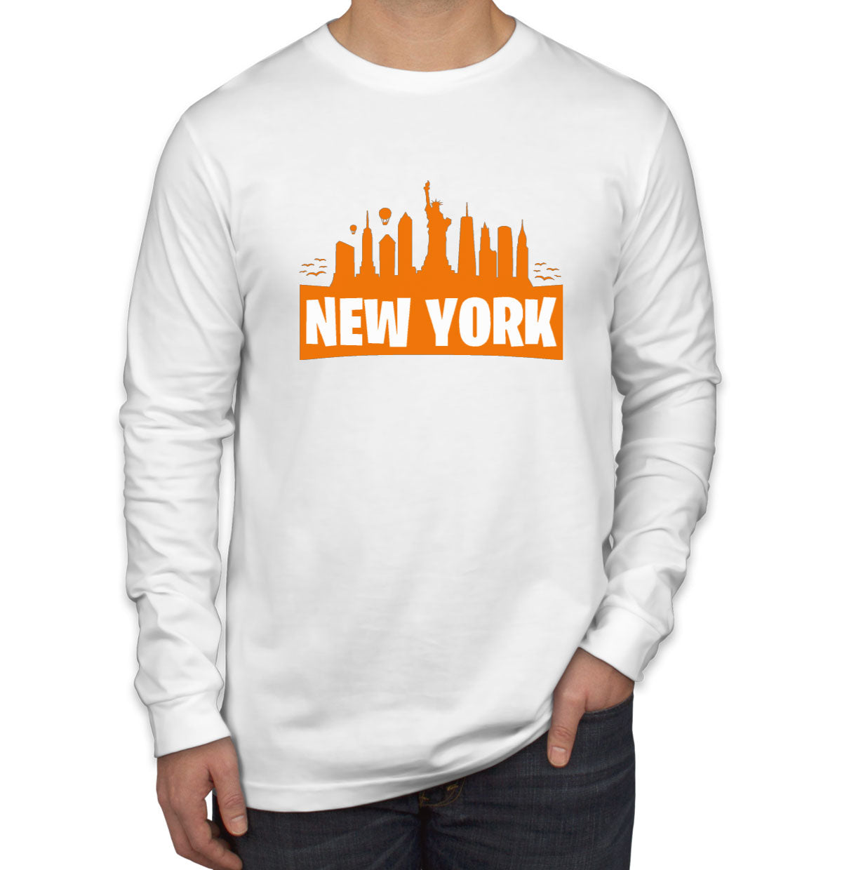 New York City Silhouette Men's Long Sleeve Shirt