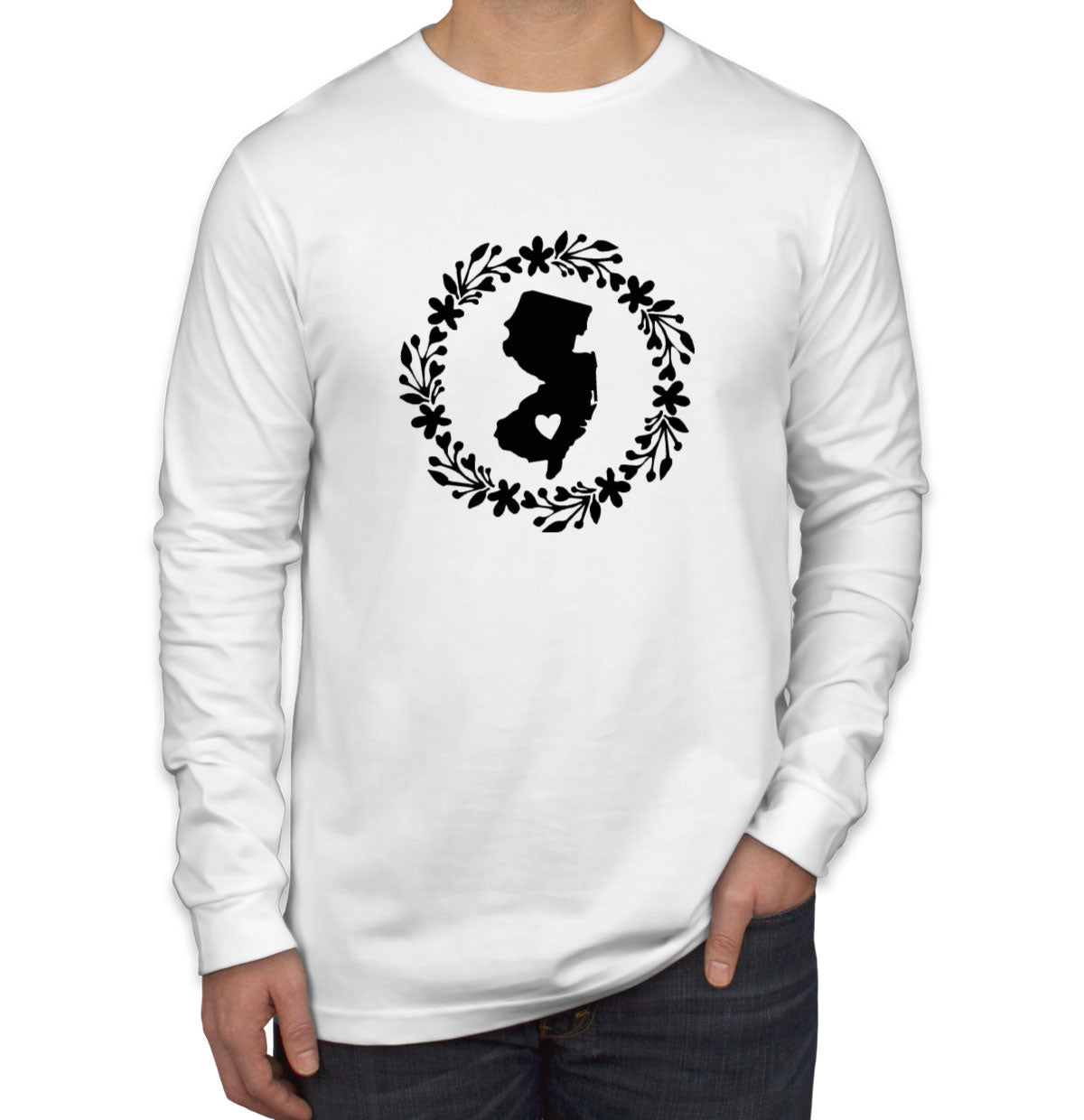 New Jersey NJ Heart Men's Long Sleeve Shirt