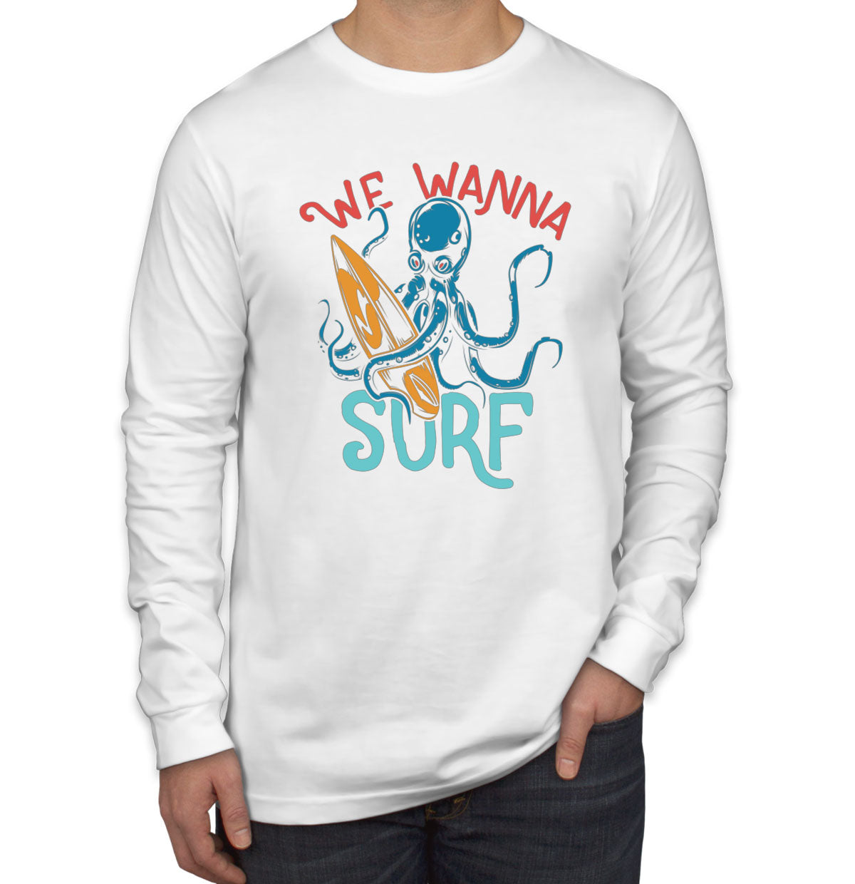 We Wanna Surf Octopus Men's Long Sleeve Shirt