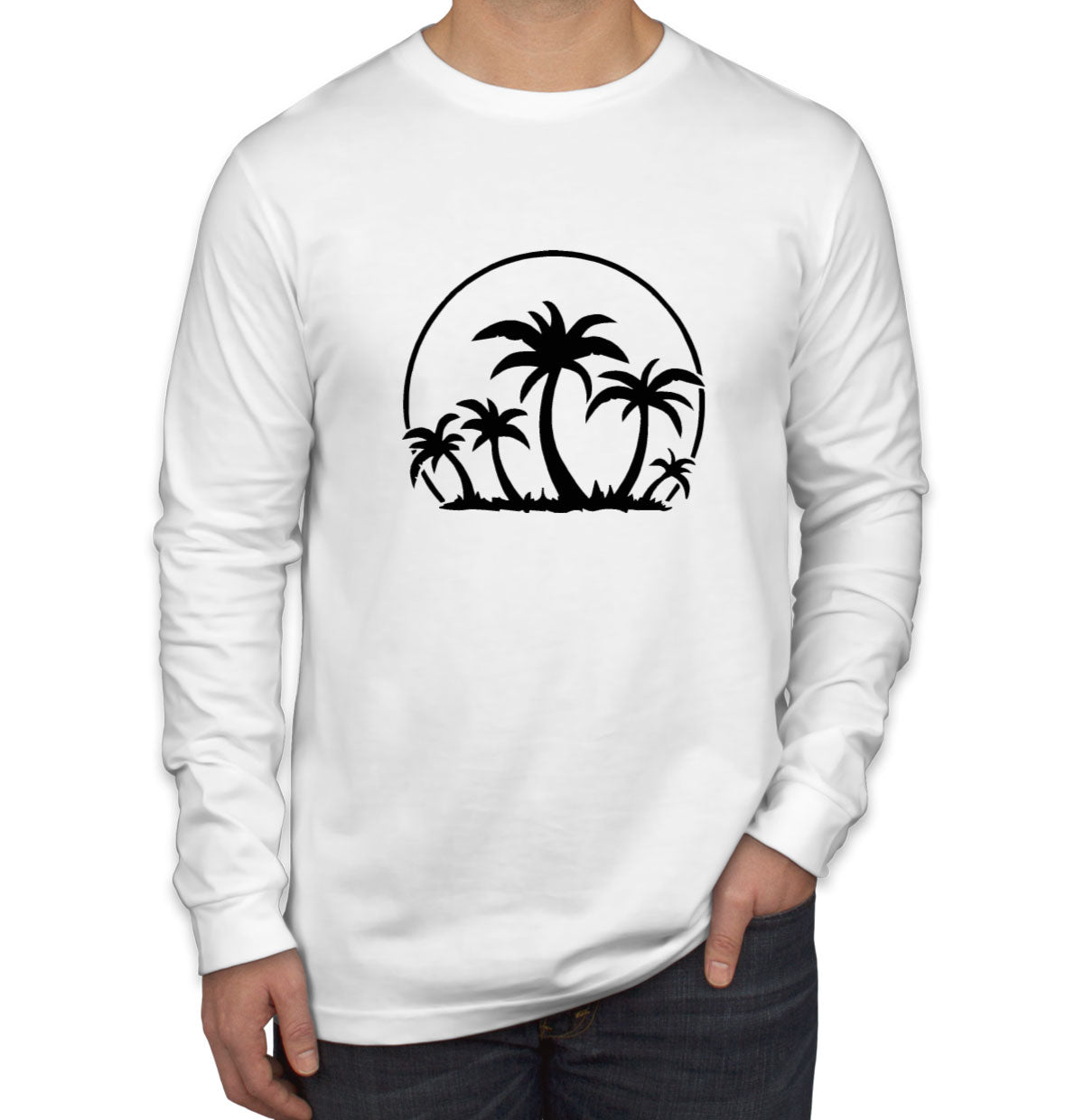 Palm Trees And Sunset Men's Long Sleeve Shirt