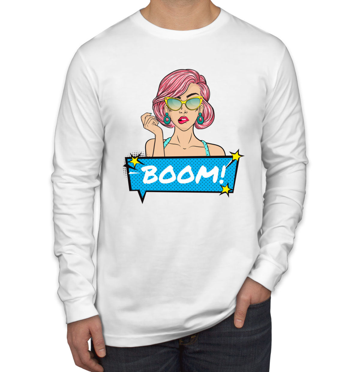 Retro Pop Art Lady Long Sleeve Shirt