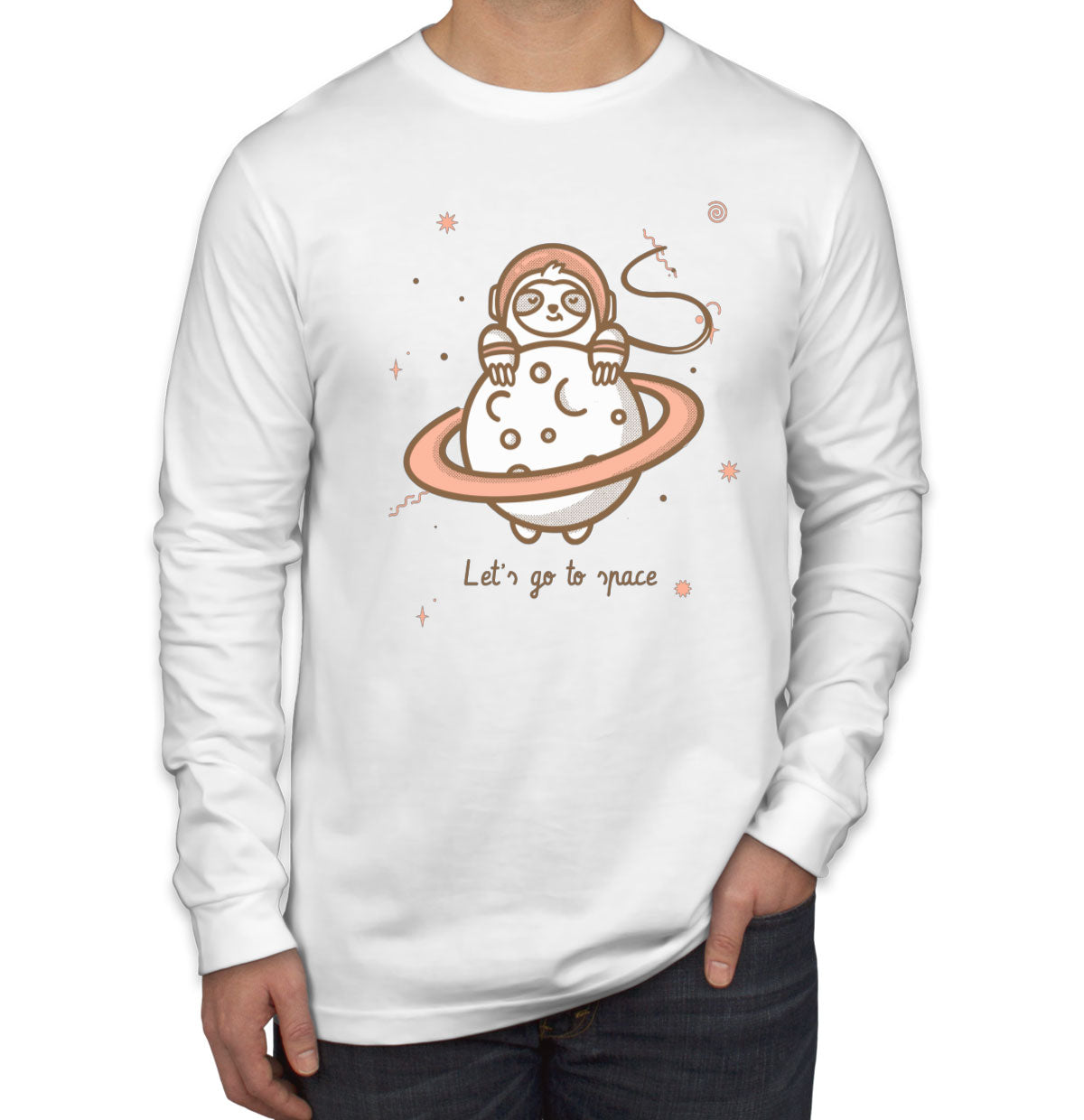 A Sloth In Space Men's Long Sleeve Shirt