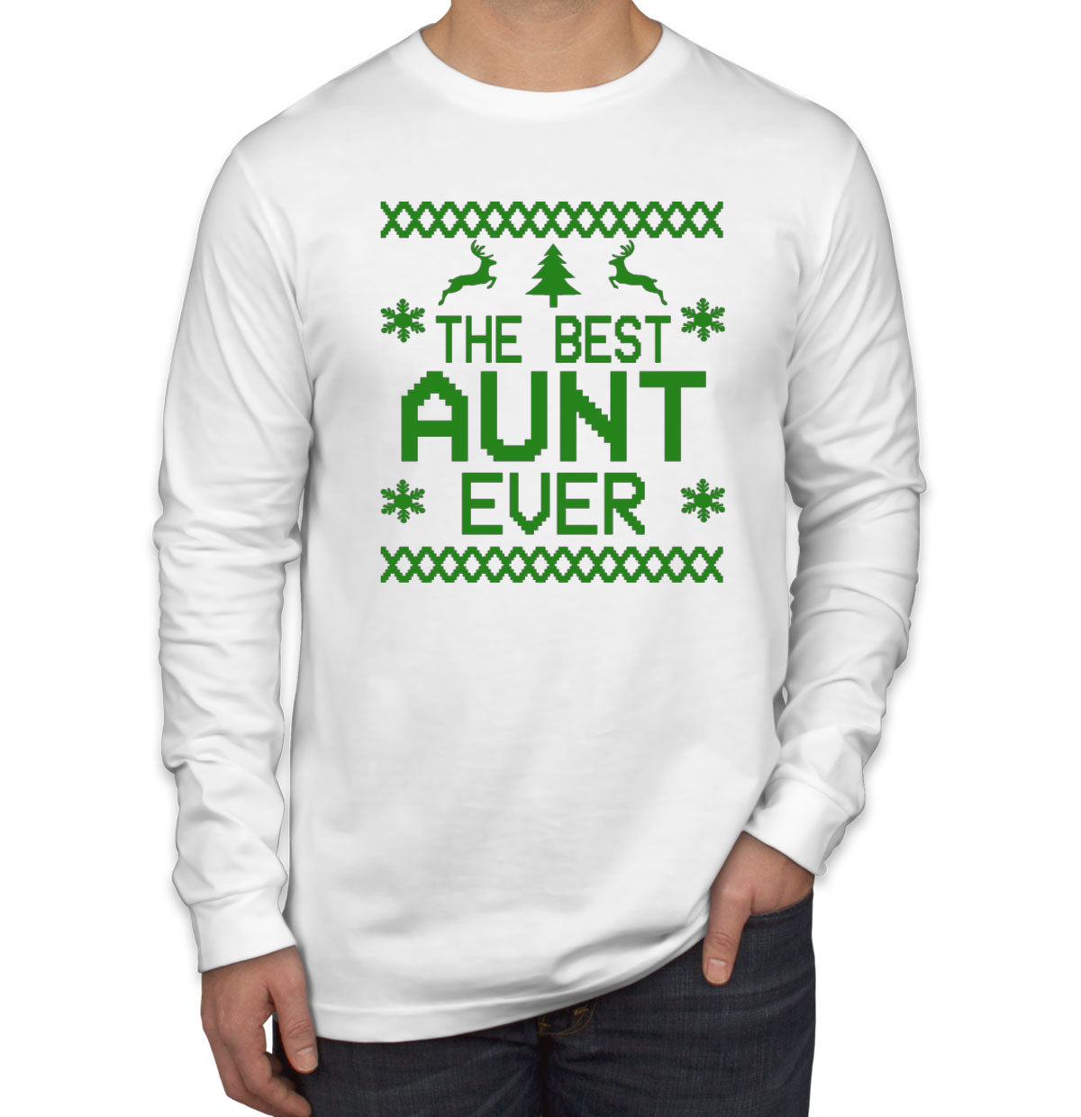 Best Aunt Ever Ugly Christmas Design Men's Long Sleeve Shirt