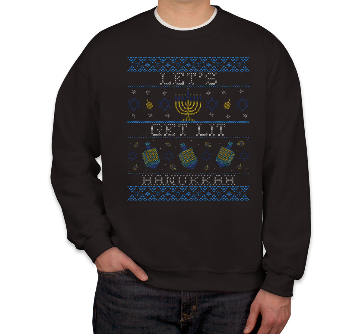 Let's Get Lit Hanukkah Ugly Unisex Sweatshirt