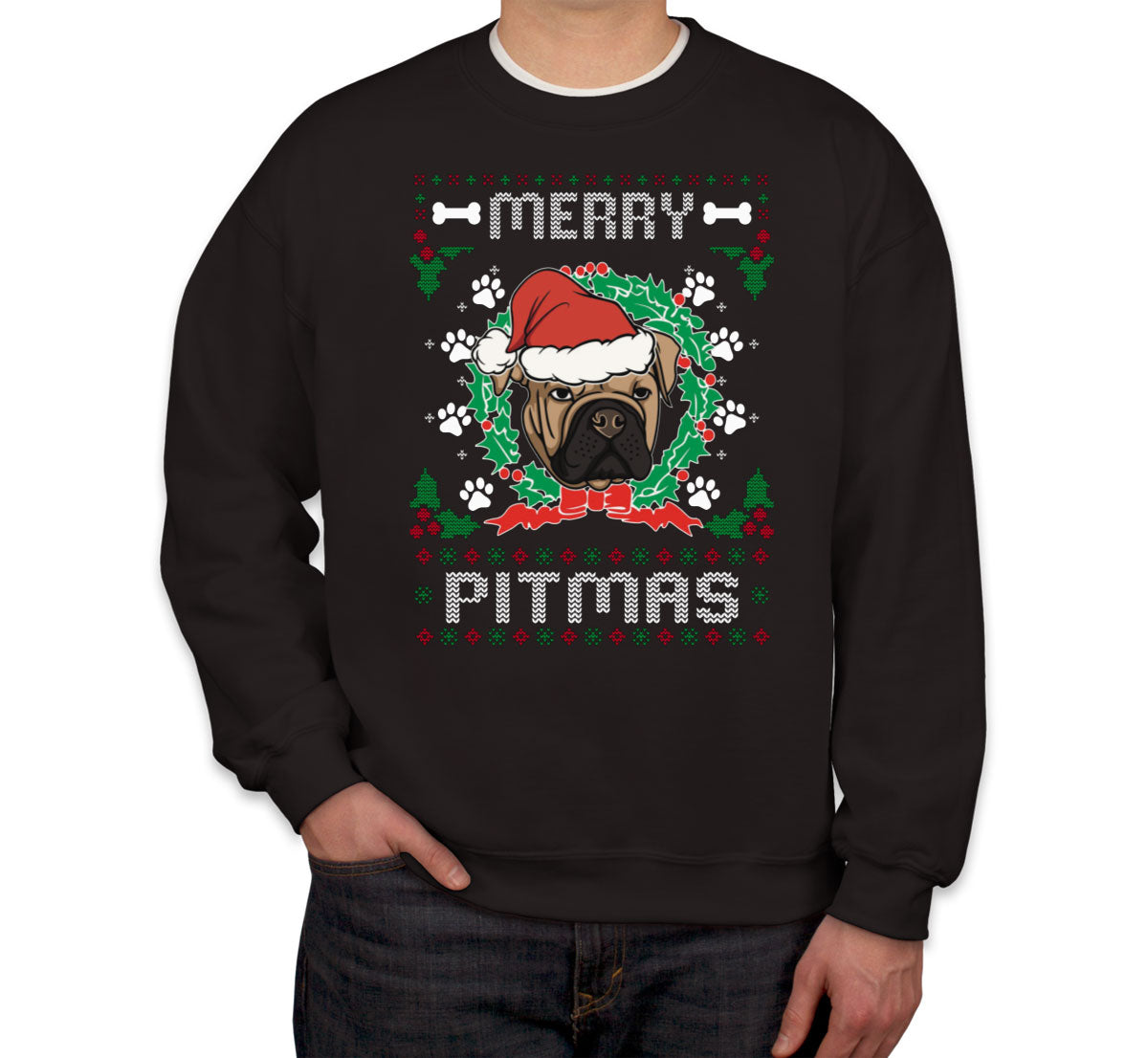 Merry Pitmas Pitbull Ugly Unisex Sweatshirt