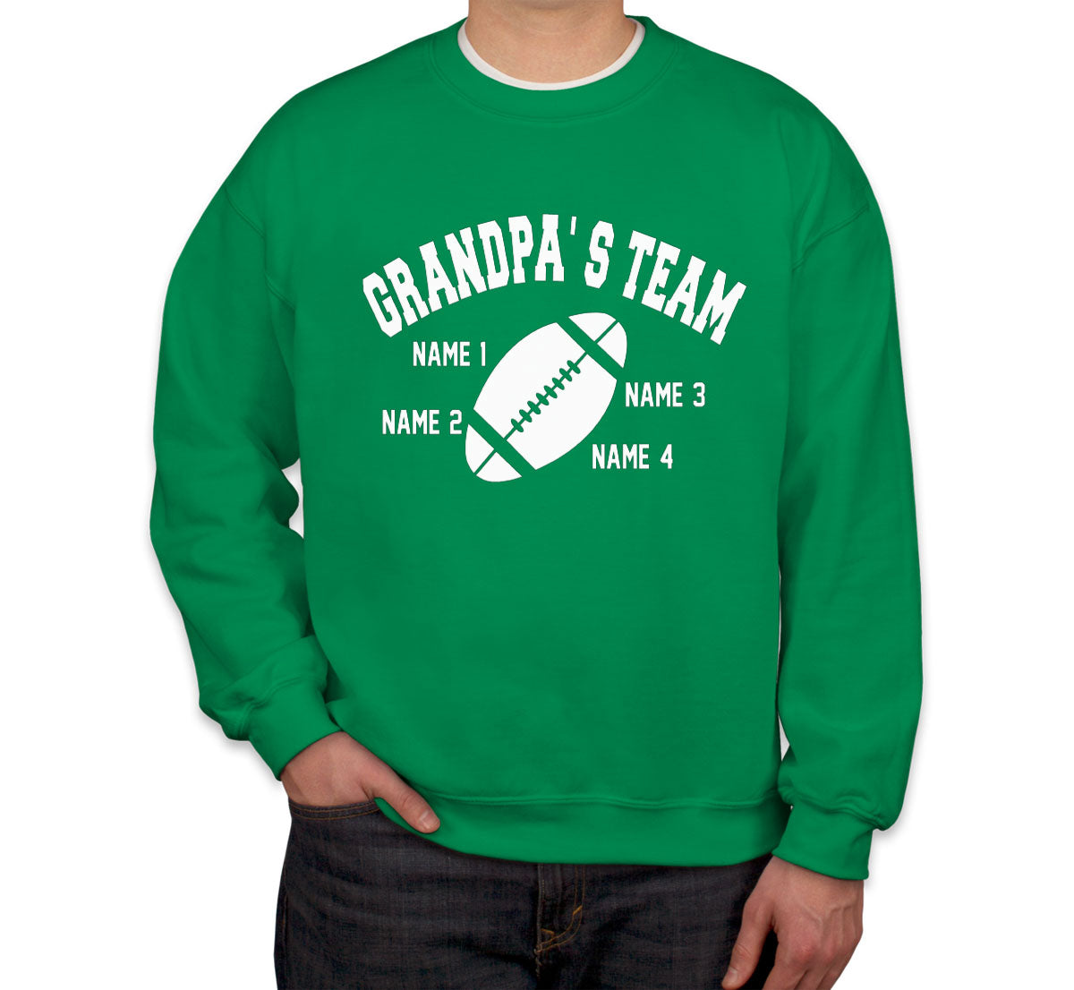 Grandpa's Team Custom 4 Names Unisex Sweatshirt