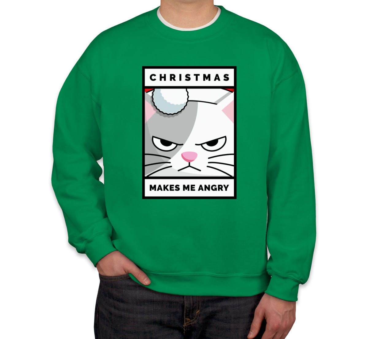 Christmas Makes Me Angry Cat Christmas Unisex Sweatshirt