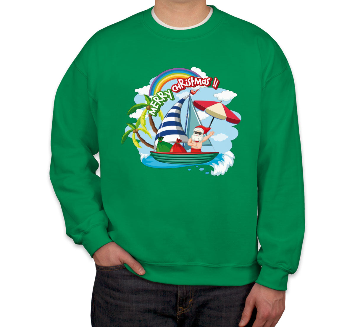 Santa Claus On The Boat In Summer Unisex Sweatshirt