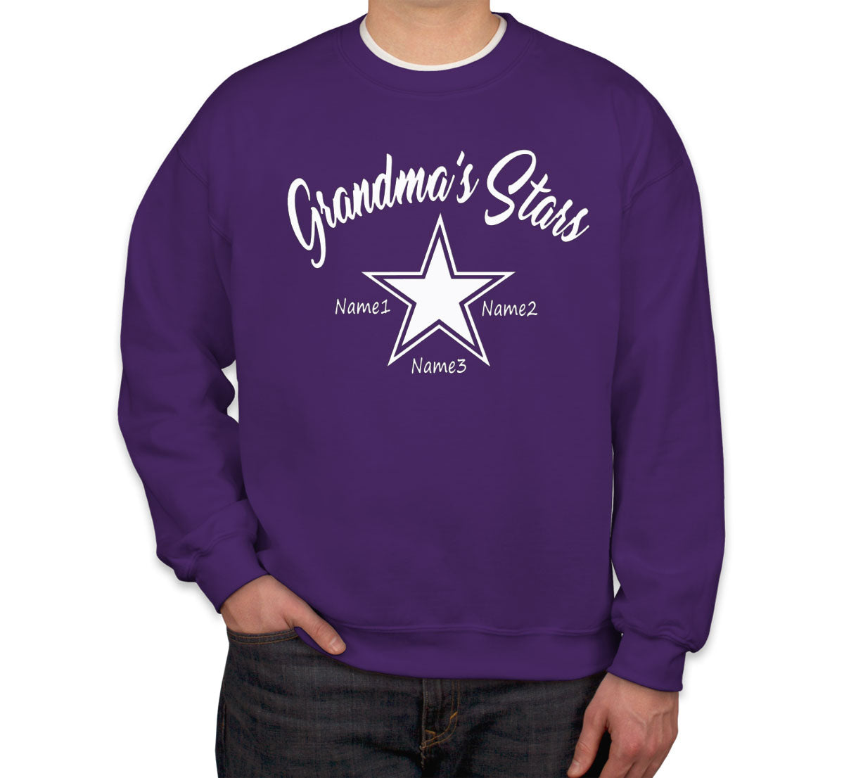 Grandma's Stars Custom 3 Names Unisex Sweatshirt