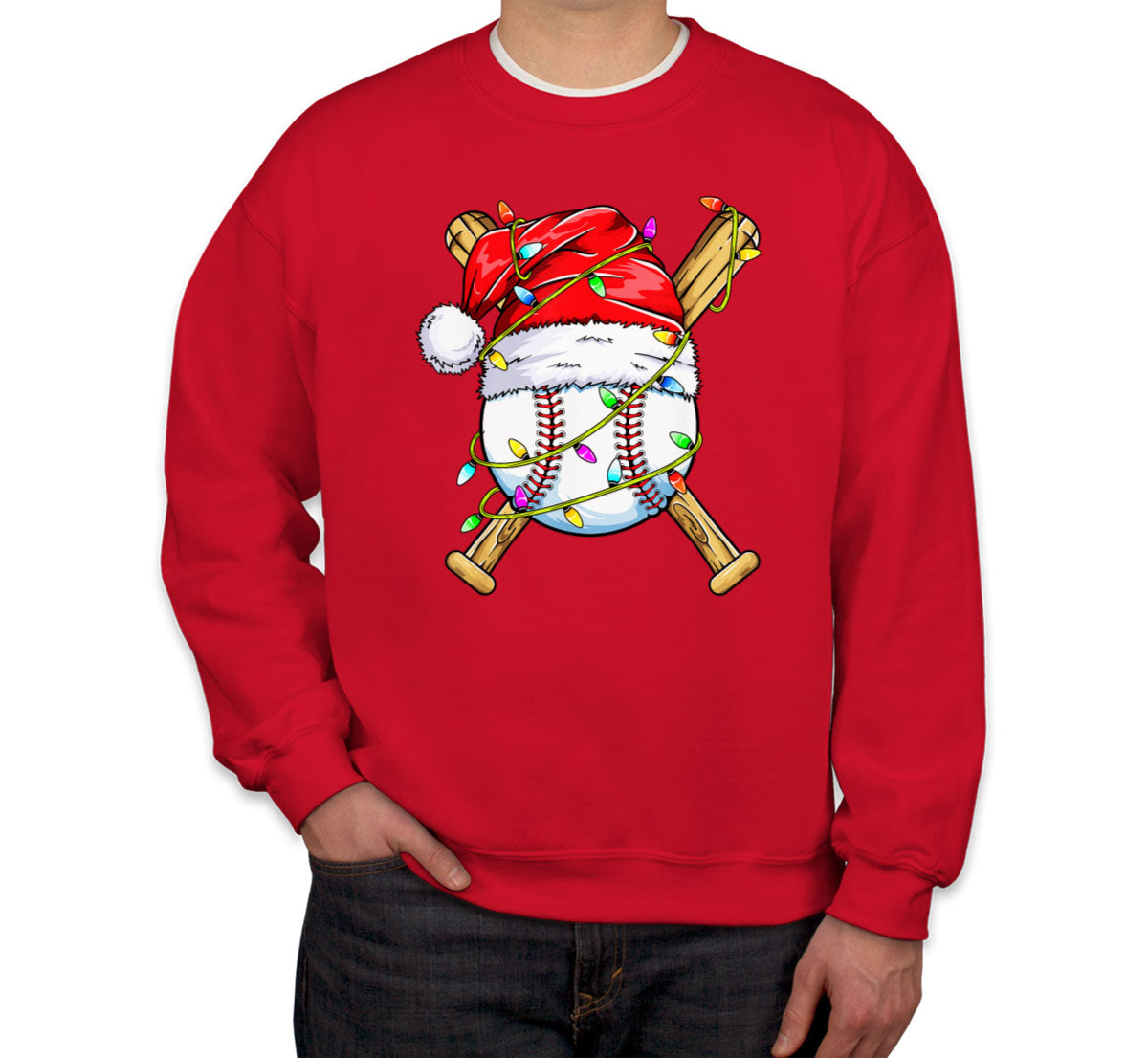 Baseball With Santa Hat Christmas Unisex Sweatshirt