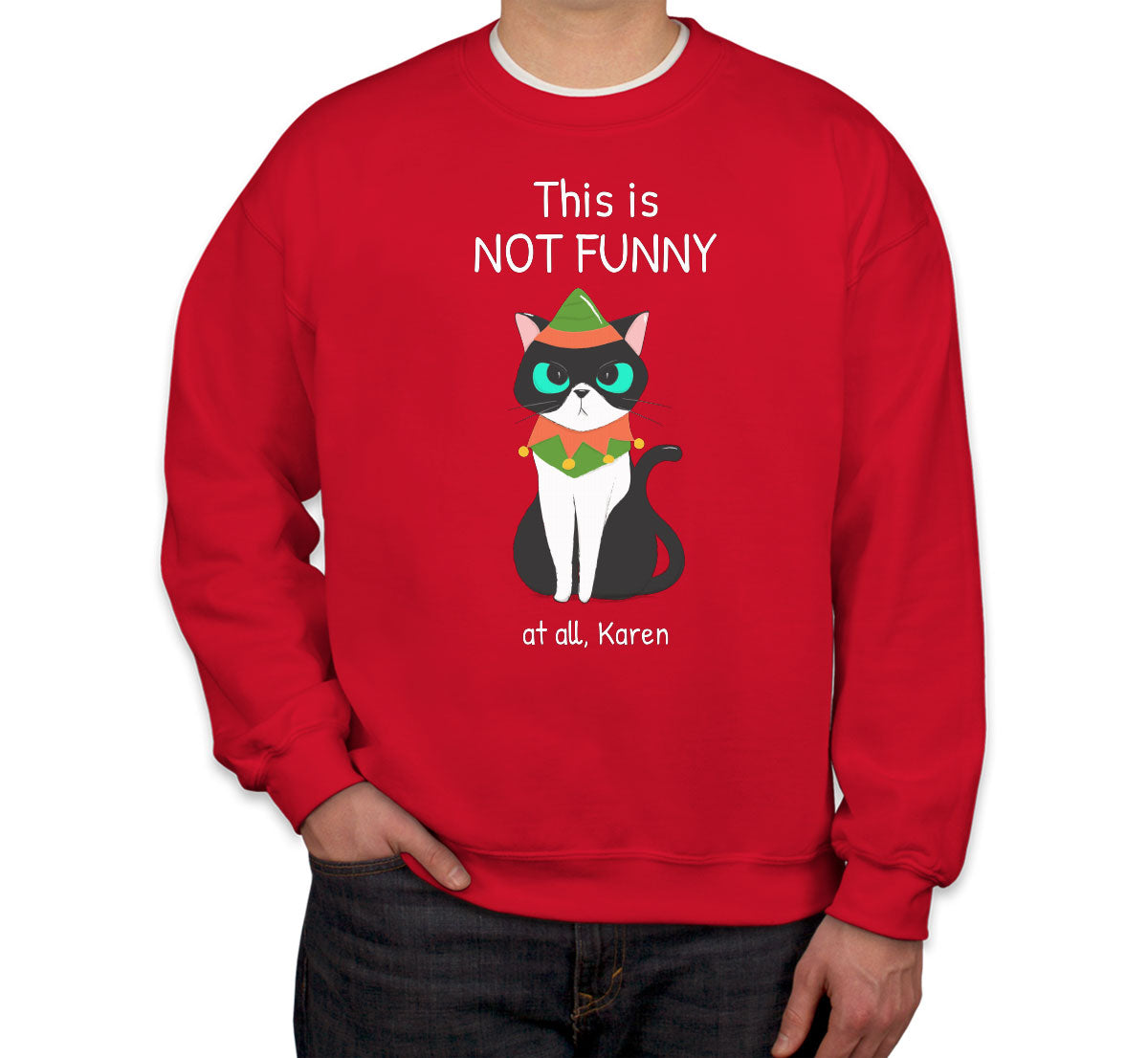 This Is Not Funny At All, Karen Grumpy Christmas Cat Unisex Sweatshirt