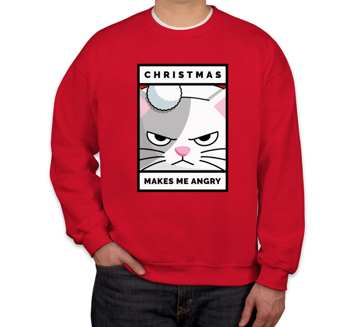 Christmas Makes Me Angry Cat Christmas Unisex Sweatshirt