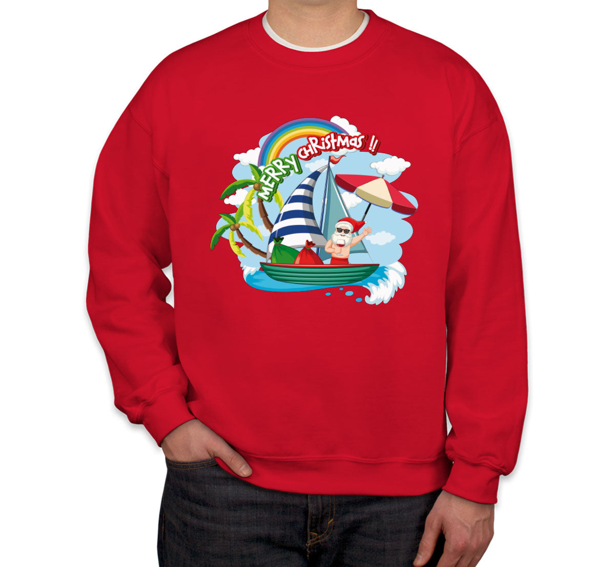 Santa Claus On The Boat In Summer Unisex Sweatshirt