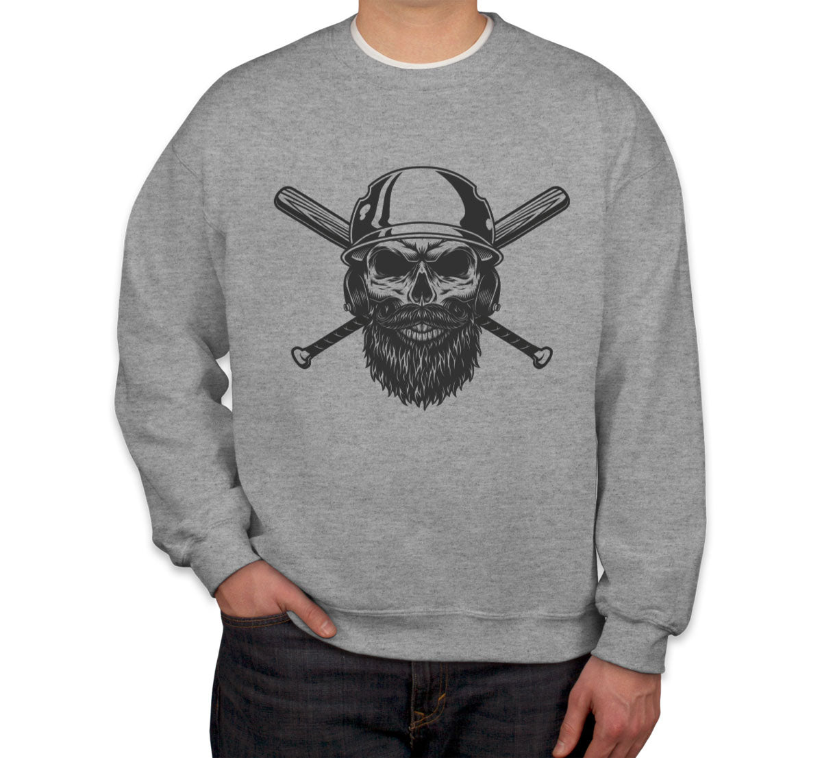 Skull in Baseball Helmet Unisex Sweatshirt