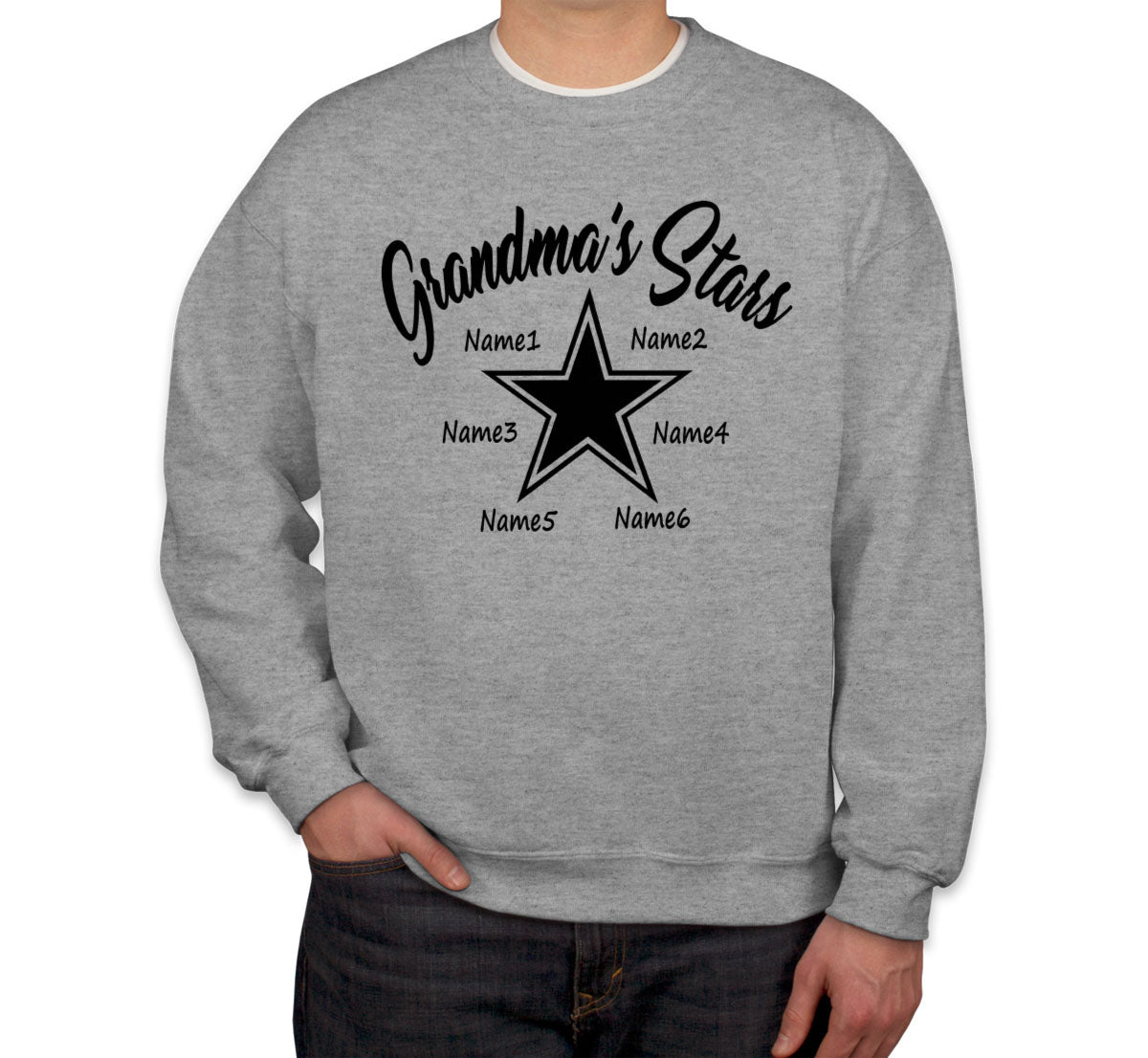 Grandma's Stars Custom 6 Names Unisex Sweatshirt