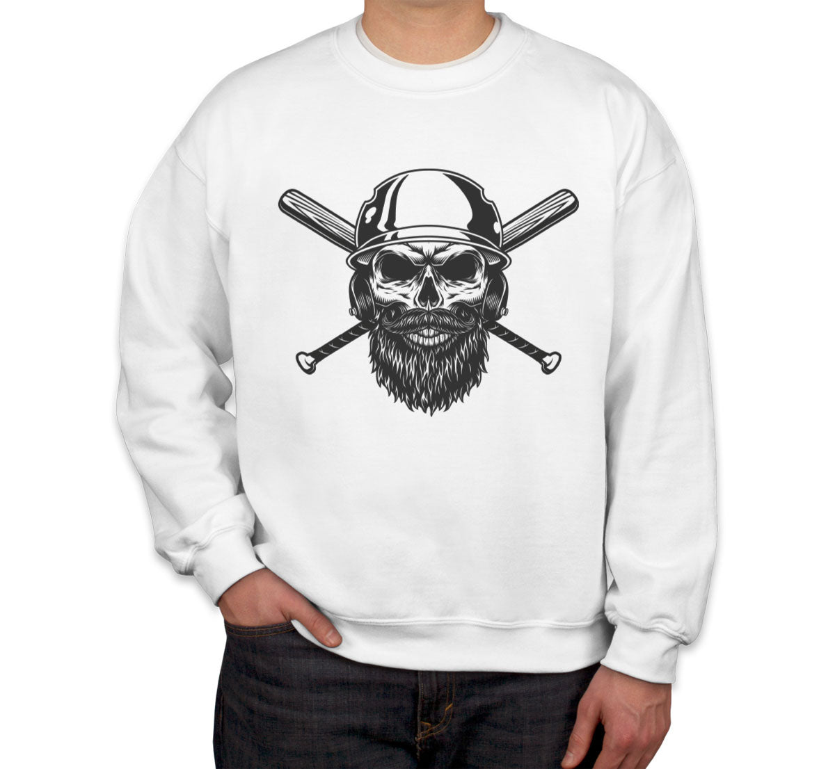 Skull in Baseball Helmet Unisex Sweatshirt