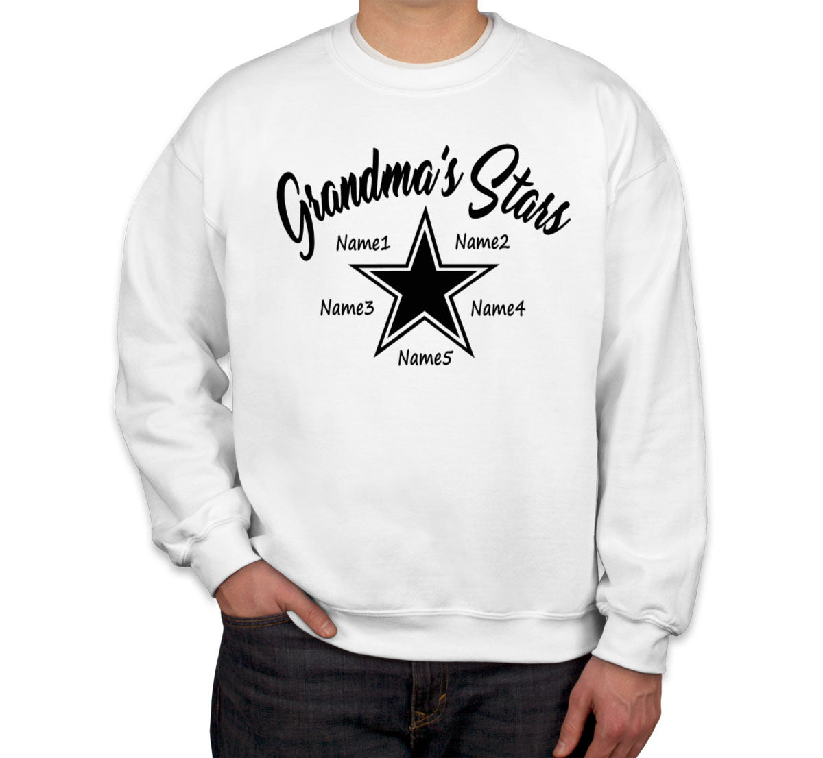 Grandma's Stars Custom 5 Names Unisex Sweatshirt