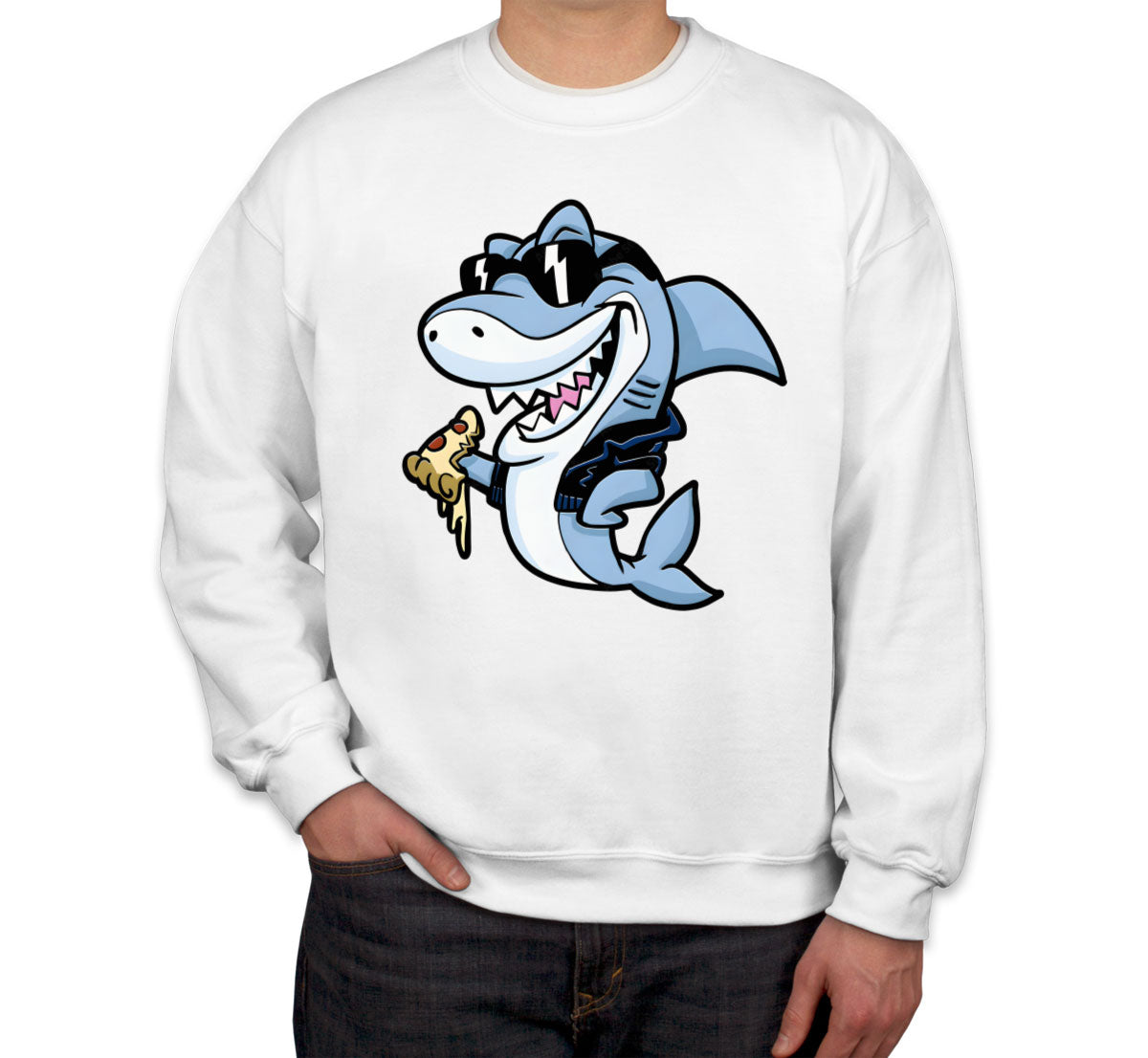 Cool Shark Eating Pizza Unisex Sweatshirt