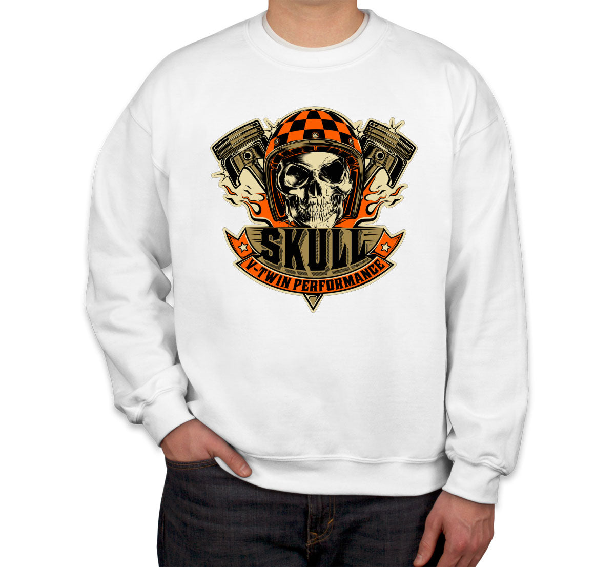 V-Twin Performance Skull Motorcycle Unisex Sweatshirt