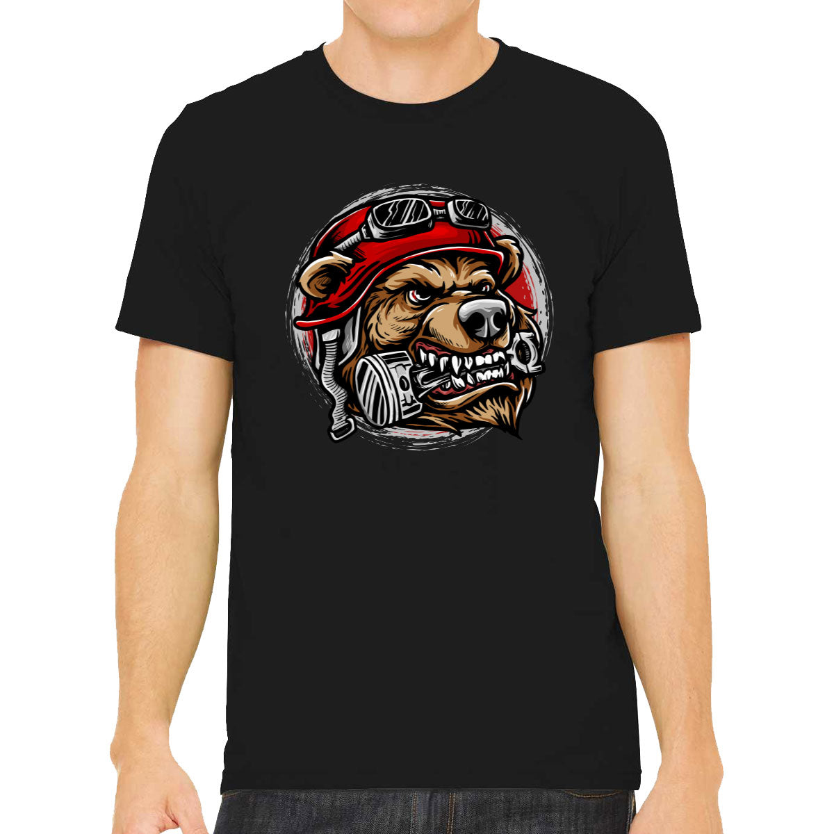 Biker Bear With Helmet Men's T-shirt