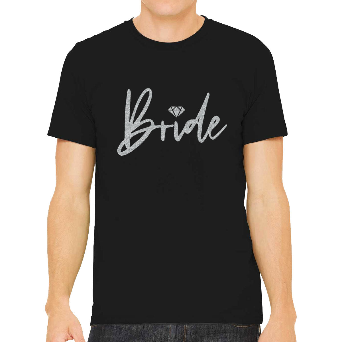 Bride Silver Glitter Print Men's T-shirt
