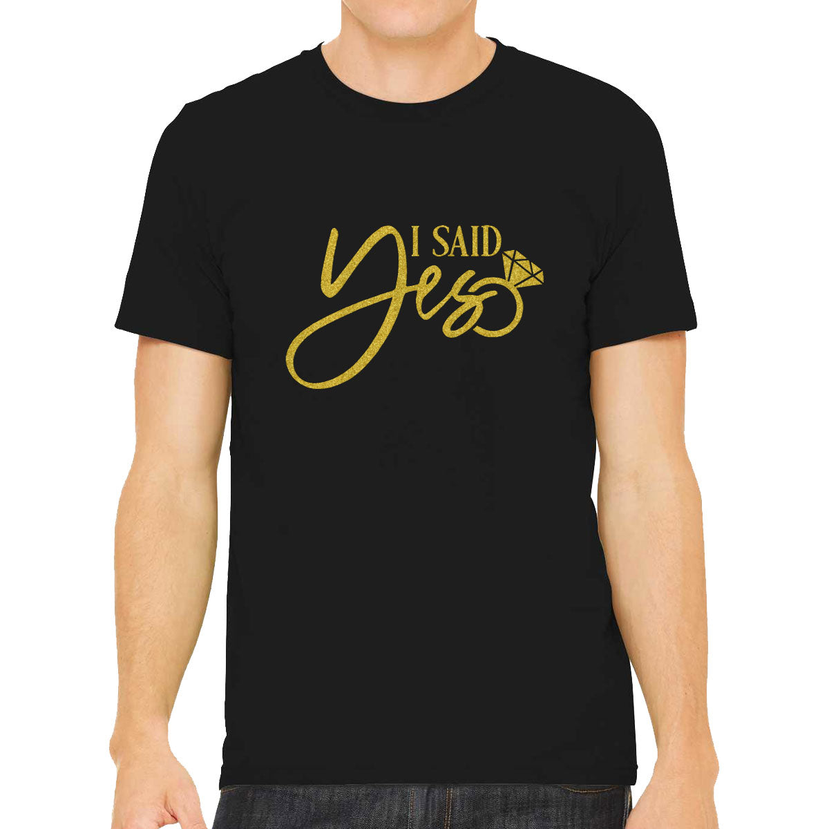 I Said Yes Gold Glitter Print Men's T-shirt