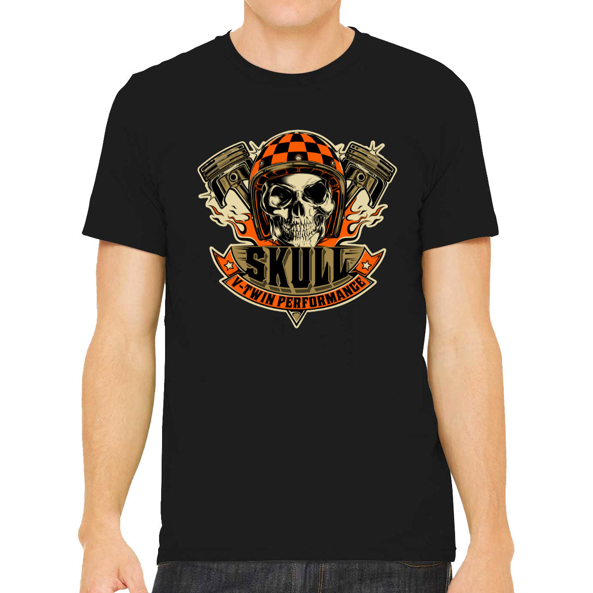 V-Twin Performance Skull Motorcycle Men's T-shirt